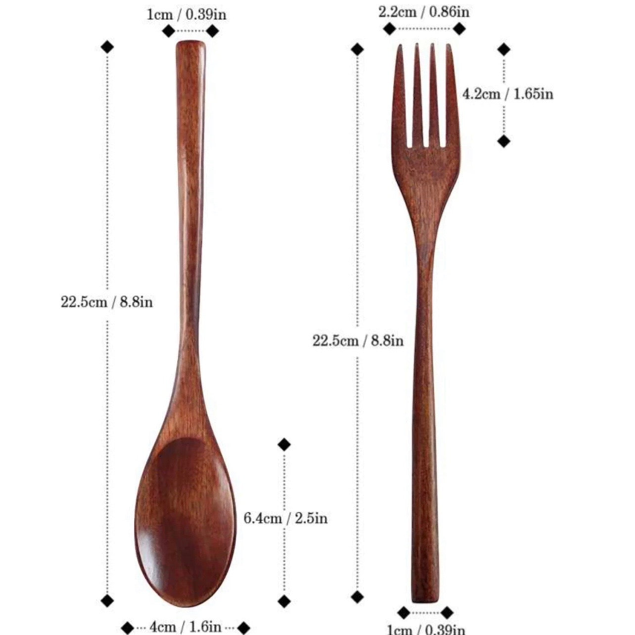 Eco-Friendly 6-Piece Nanmu Wooden Spoons and Forks for Eating - Embrace Sustainable Dining